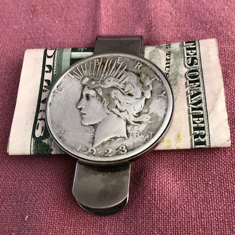 Silver dollar money clip